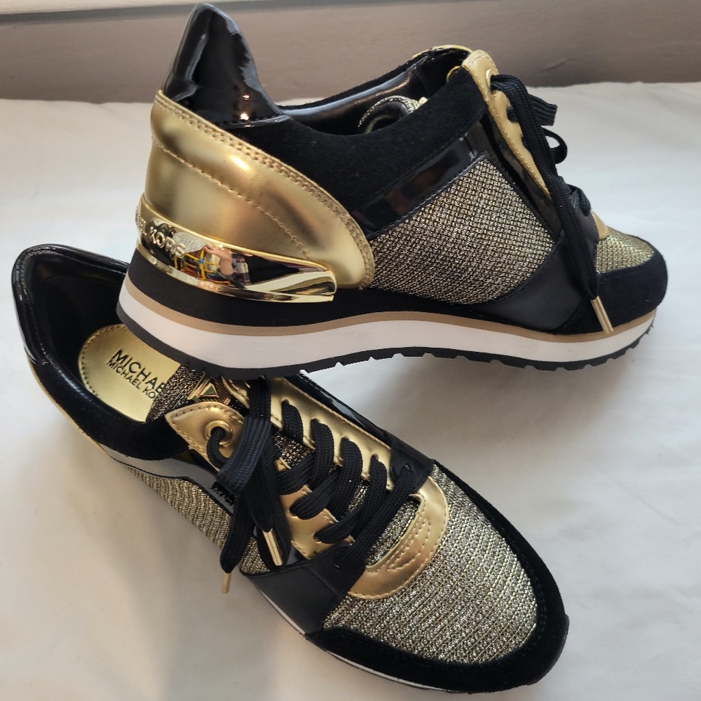 Brand Michael Kors Billie Trainer Sneakers Glitter Chain- Mesh Women's Size